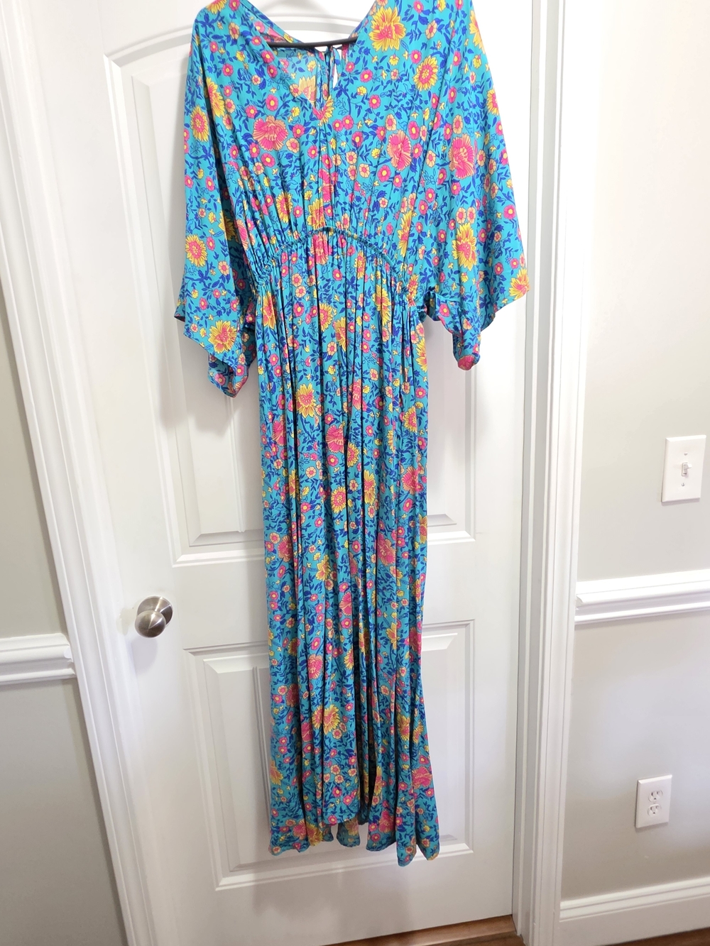 Floral Maxi Dress in Bright Turquoise